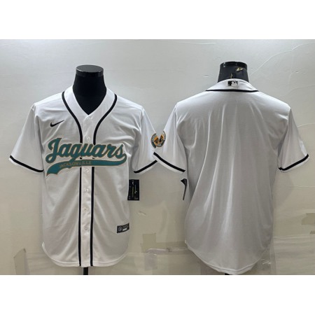 Men's Jacksonville Jaguars Blank White With Patch Cool Base Stitched Baseball Jersey