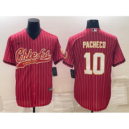 Men's Kansas City Chiefs #10 Isiah Pacheco Red With Patch Cool Base Stitched Baseball Jersey