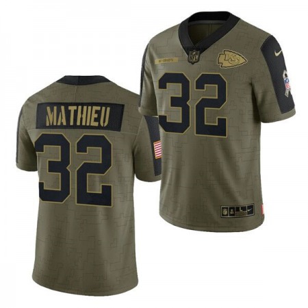 Men's Kansas City Chiefs #32 Tyrann Mathieu 2021 Olive Salute To Service Limited Stitched Jersey