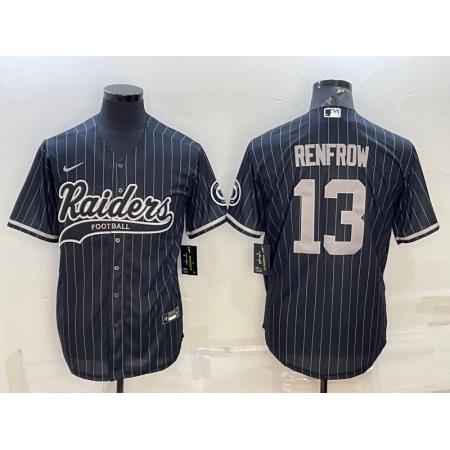 Men's Las Vegas Raiders #13 Hunter Renfrow Black With Patch Cool Base Stitched Baseball Jersey