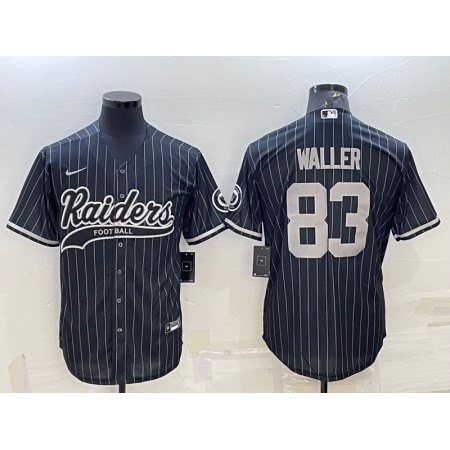 Men's Las Vegas Raiders #83 Darren Waller Black With Patch Cool Base Stitched Baseball Jersey