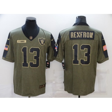 Men's Las Vegas Raiders #13 Hunter Renfrow 2021 Olive Salute To Service Limited Stitched Jersey