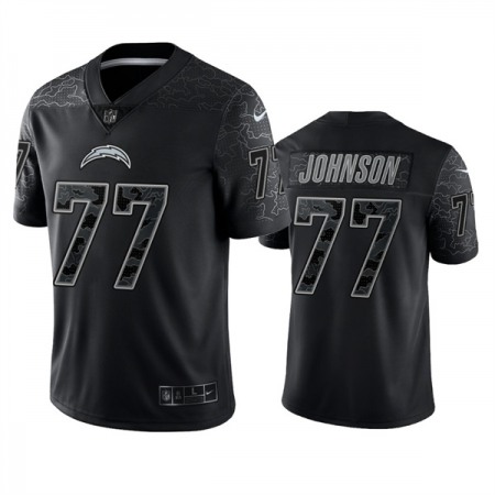 Men's Los Angeles Chargers #77 Zion Johnson Black Reflective Limited Stitched Football Jersey