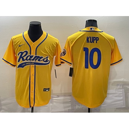 Men's Los Angeles Rams #10 Cooper Kupp Yellow Cool Base Stitched Baseball Jersey