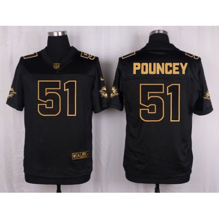 Nike Dolphins #51 Mike Pouncey Black Men's Stitched NFL Elite Pro Line Gold Collection Jersey