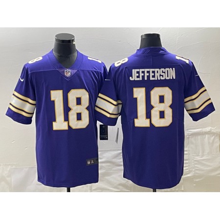 Men's Minnesota Vikings #18 Justin Jefferson Purple Vapor Untouchable Limited Stitched Jersey