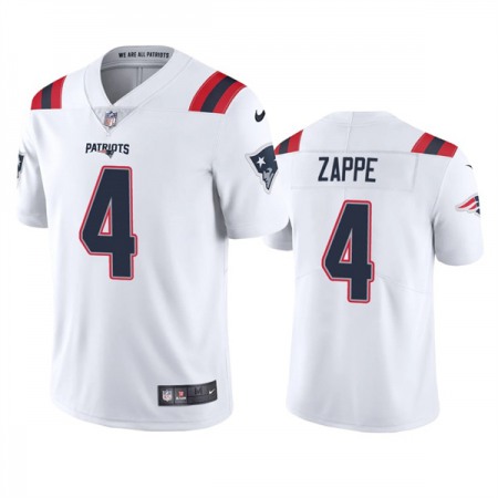 Men's New England Patriots #4 Bailey Zappe White Vapor Untouchable Limited Stitched Jersey