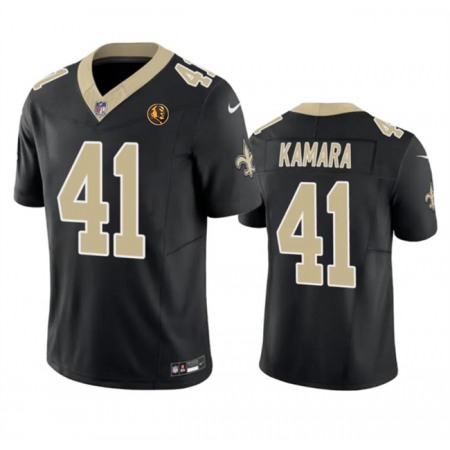 Men's New Orleans Saints #41 Alvin Kamara Black 2023 F.U.S.E. With John Madden Patch Vapor Limited Stitched Football Jersey