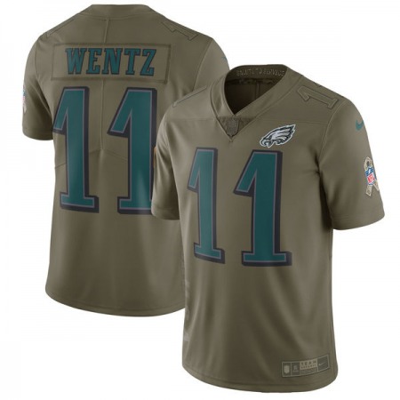 Men's Nike Philadelphia Eagles #11 Carson Wentz Olive Salute To Service Limited Stitched NFL Jersey