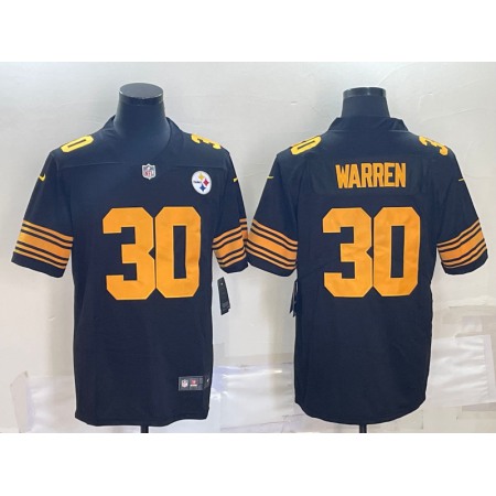 Men's Pittsburgh Steelers #30 Jaylen Warren Black Color Rush Stitched Jersey