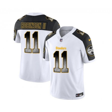 Men's Pittsburgh Steelers #11 Allen Robinson II White/Black 2023 F.U.S.E. Smoke Vapor Untouchable Limited Stitched Jersey