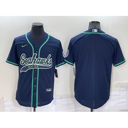 Men's Seattle Seahawks Blank Navy Cool Base Stitched Baseball Jersey