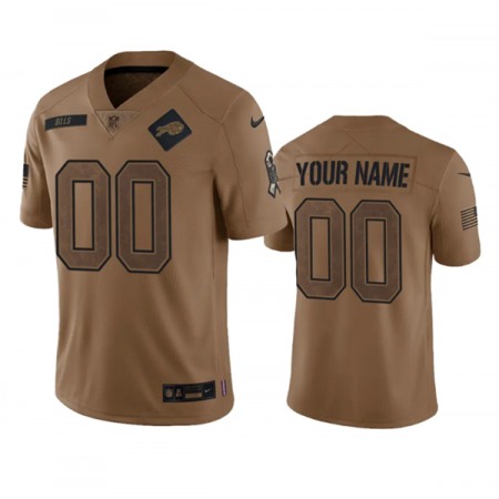 Men's Buffalo Bills Active Player Custom 2023 Brown Salute To Service Limited Stitched Jersey