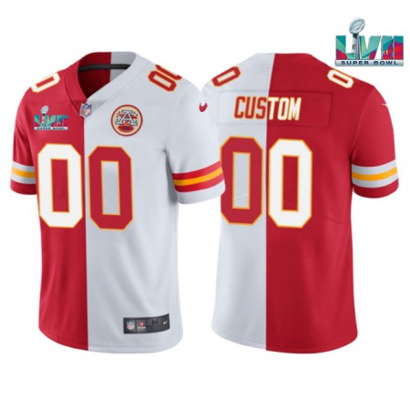 Men's Kansas City Chiefs Active Player Custom Red/White Split Super Bowl LVII Patch Vapor Untouchable Limited Stitched Jersey