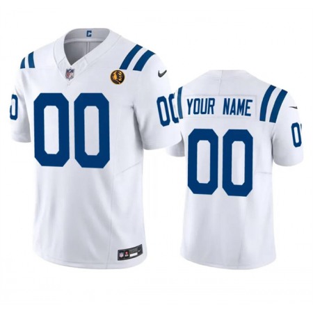 Men's Indianapolis Colts Active Player Custom White 2023 F.U.S.E. With John Madden Patch Vapor Limited Stitched Football Jersey