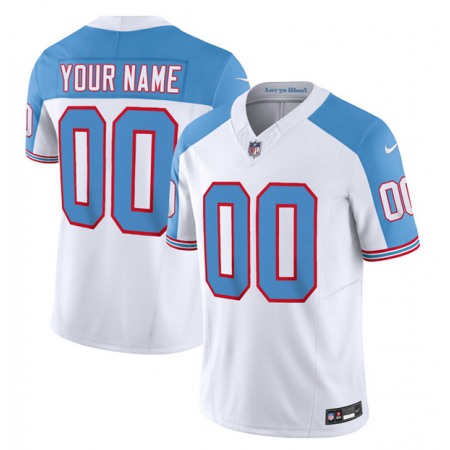 Men's Tennessee Titans Active Player Custom White/Blue 2023 F.U.S.E. Vapor Limited Throwback Stitched Football Jersey