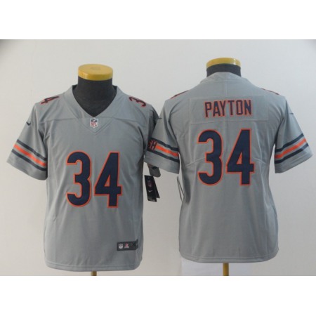 Youth Chicago Bears #34 Walter Payton 2019 Silver Inverted Legend Stitched NFL Jersey