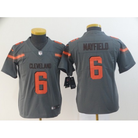 Youth Cleveland Browns #6 Baker Mayfield Gray Inverted Legend Stitched NFL Jersey