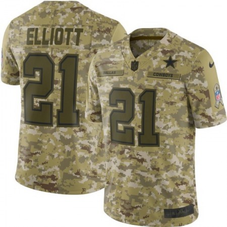 Youth Dallas Cowboys #21 Ezekiel Elliott 2018 Camo Salute to Service Limited Stitched NFL Jersey