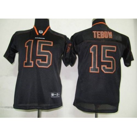 Broncos #15 Tim Tebow Lights Out Black Stitched Youth NFL Jersey