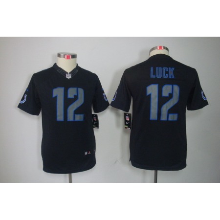 Youth Indianapolis Colts #12 Andrew Luck Black Impact Limited Stitched NFL Jersey