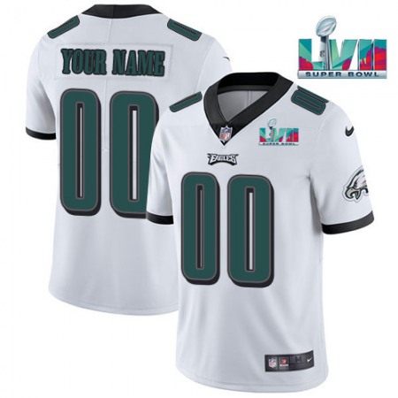 Youth Philadelphia Eagles Active Player Custom White Super Bowl LVII Patch Vapor Untouchable Limited Stitched Football Jersey