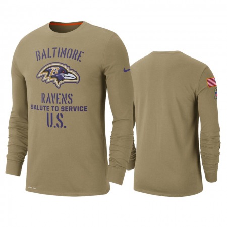 Men's Baltimore Ravens Tan 2019 Salute to Service Sideline Performance Long Sleeve Shirt