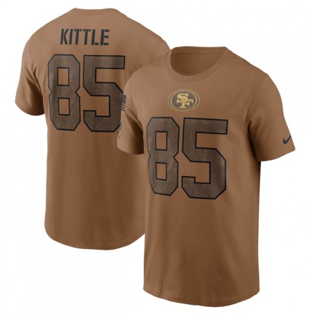 Men's San Francisco 49ers #85 George Kittle 2023 Brown Salute To Service Name & Number T-Shirt