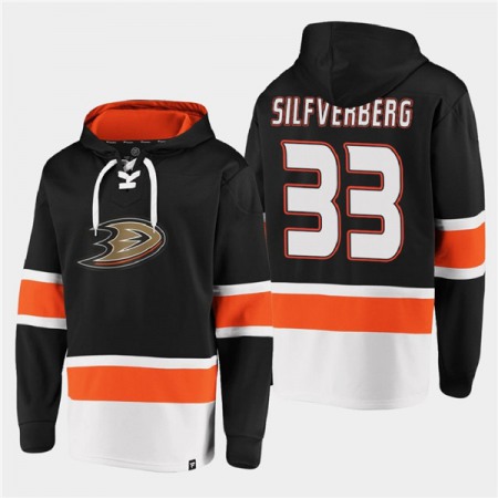 Men's Anaheim Ducks #33 Jakob Silfverberg Black Ageless Must-Have Lace-Up Pullover Hoodie