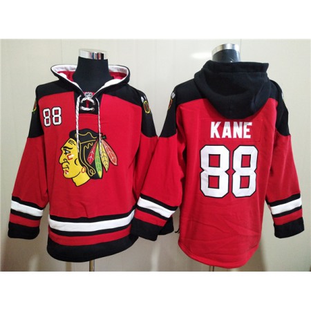 Men's Chicago Blackhawks #88 Patrick Kane Red Ageless Must-Have Lace-Up Pullover Hoodie