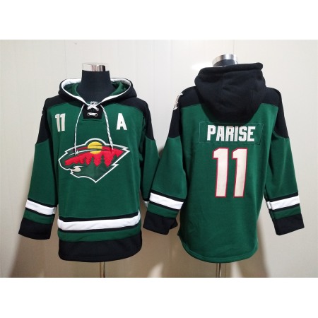 Men's Minnesota Wild #11 Zach Parise Green Ageless Must-Have Lace-Up Pullover Hoodie