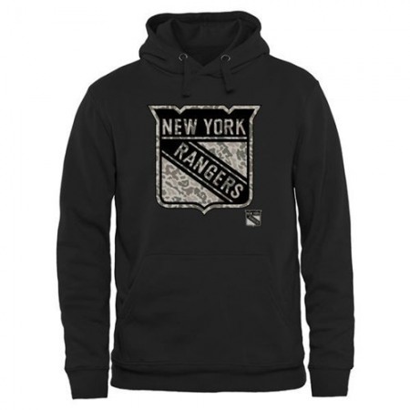 Men's New York Rangers Black Rink Warrior Pullover Hoodie