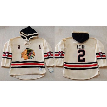 Blackhawks #2 Duncan Keith Cream Heavyweight Pullover Hoodie Stitched NHL Jersey