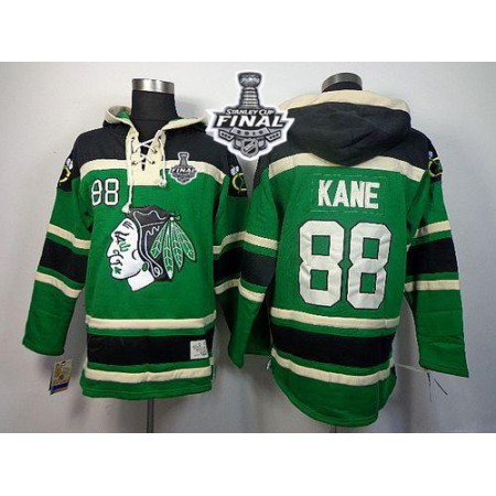 Blackhawks #88 Patrick Kane Green St. Patrick's Day McNary Lace Hoodie 2015 Stanley Cup Stitched NHL Jersey