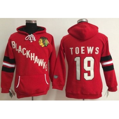 Chicago Blackhawks #19 Jonathan Toews Red Women's Old Time Heidi NHL Hoodie