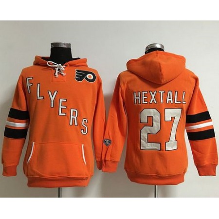 Philadelphia Flyers #27 Ron Hextall Orange Women's Old Time Heidi NHL Hoodie