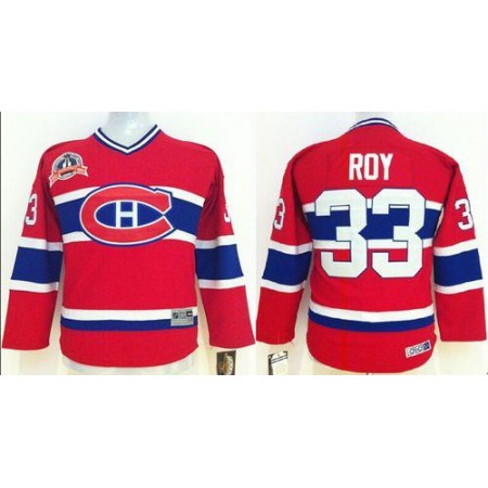 Canadiens #33 Patrick Roy Red CCM Throwback Stitched Youth NHL Jersey