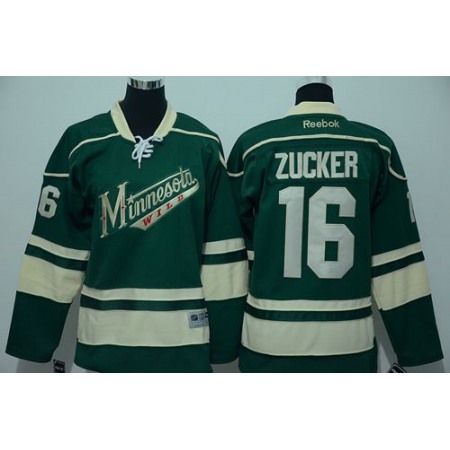 Wild #16 Jason Zucker Green Stitched Youth NHL Jersey