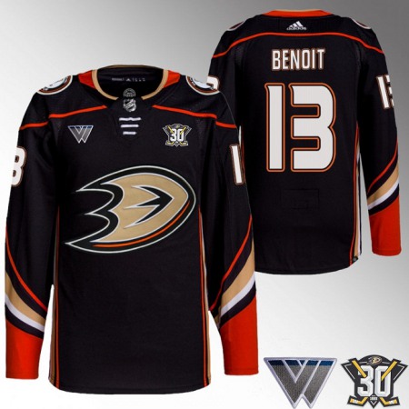 Men's Anaheim Ducks #13 Simon Benoit Black 30th Anniversary Stitched Jersey