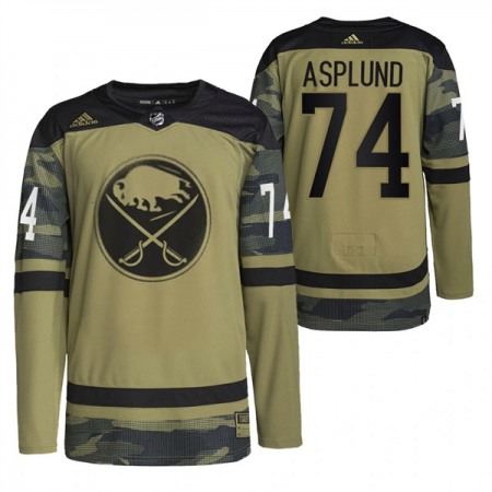 Men's Buffalo Sabres #74 Rasmus Asplund 2022 Camo Military Appreciation Night Stitched Jersey