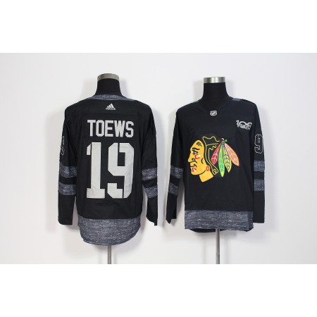 Men's Adidas Chicago Blackhawks #19 Jonathan Toews Black 1917-2017 100th Anniversary Stitched NHL Jersey