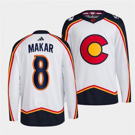 Men's Colorado Avalanche #8 Cale Makar White 2022-23 Reverse Retro Stitched Jersey