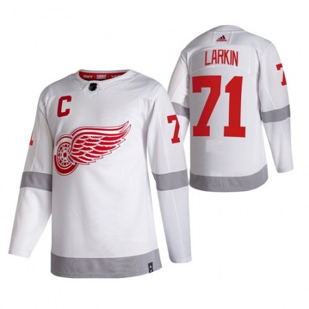 Men's Detroit Red Wings #71 Dylan Larkin White 2020-21 Reverse Retro Stitched Jersey