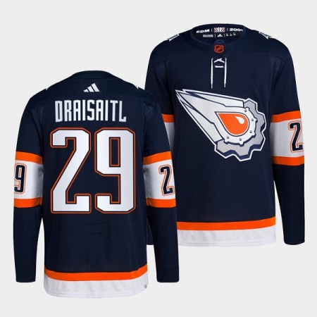 Men's Edmonton Oilers #29 Leon Draisaitl Navy 2022-23 Reverse Retro Stitched Jersey