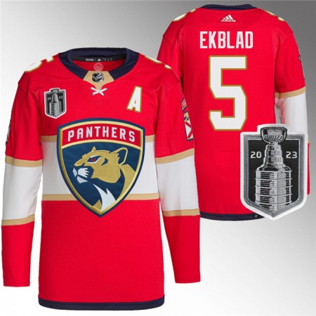 Men's Florida Panthers #5 Aaron Ekblad Red 2023 Stanley Cup Final Stitched Jersey