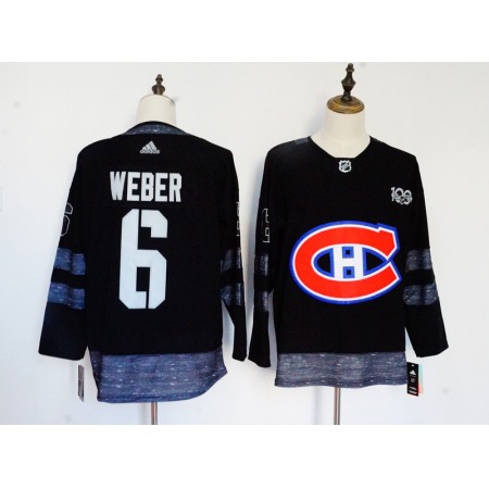 Men's Adidas Montreal Canadiens #6 Shea Weber Black 1917-2017 100th Anniversary Stitched NHL Jersey