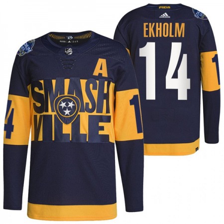 Men's Nashville Predators #14 Mattias Ekholm 2022 Navy Stadium Series Breakaway Player Stitched Jersey