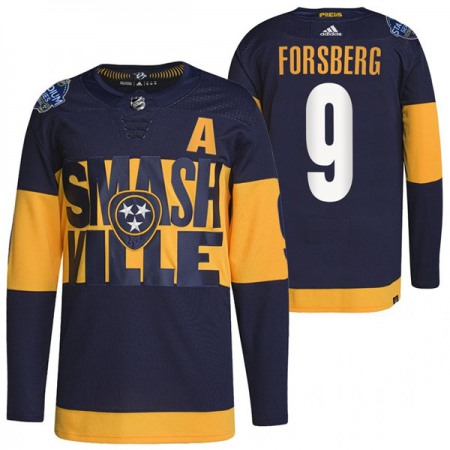 Men's Nashville Predators #9 Filip Forsberg 2022 Navy Stadium Series Breakaway Player Stitched Jersey