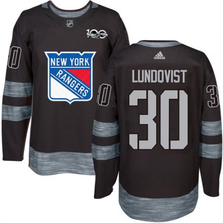 Men's Adidas New York Rangers #30 Henrik Lundqvist Black 1917-2017 100th Anniversary Stitched NHL Jersey