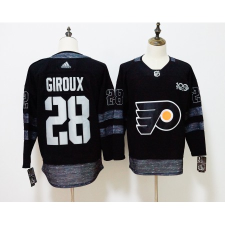 Men's Adidas Philadelphia Flyers #28 Claude Giroux Black 1917-2017 100th Anniversary Stitched NHL Jersey